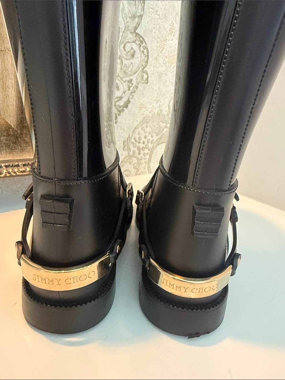 Jimmy Choo Rain Boots with Gold Hardware - Picture 5 of 6
